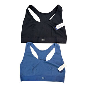 Lot of 2 - GAP BODY Cotton Rib Racerback Bralette Blue & Black Size Medium